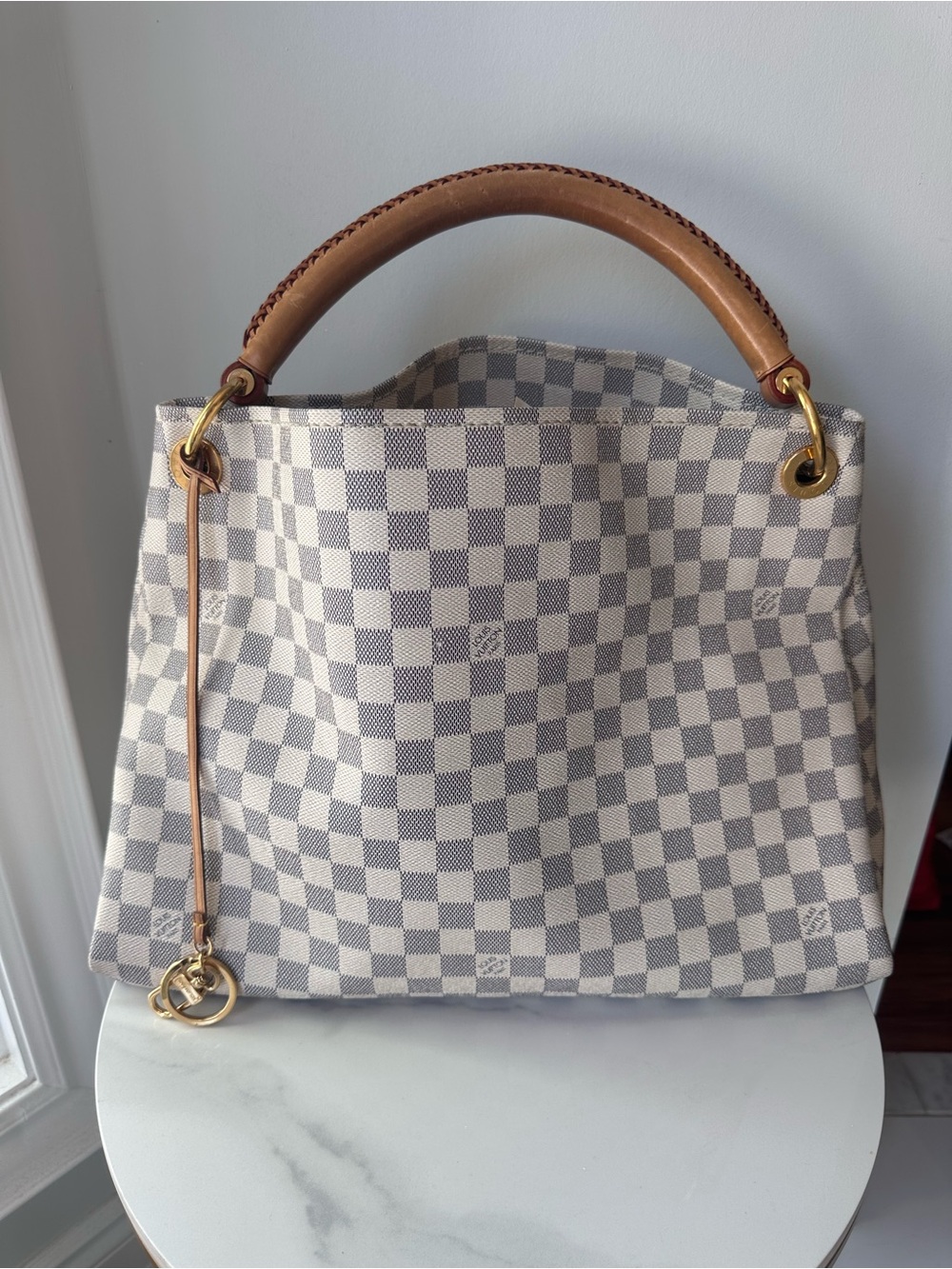 🩷LOUIS VUITTON Artsy MM Damier Azur White LV Hobo Shoulder Bag Purse 💯 Authentic